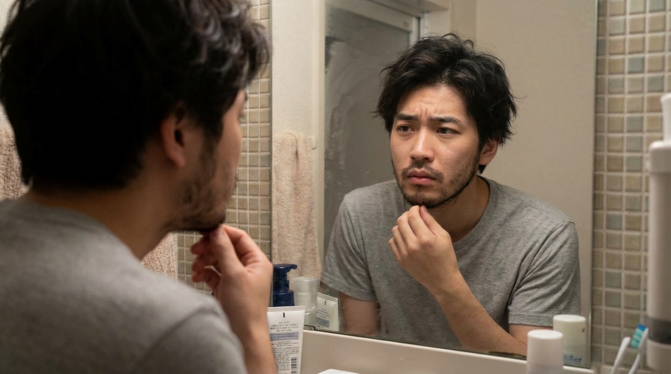 髭　そらない　男